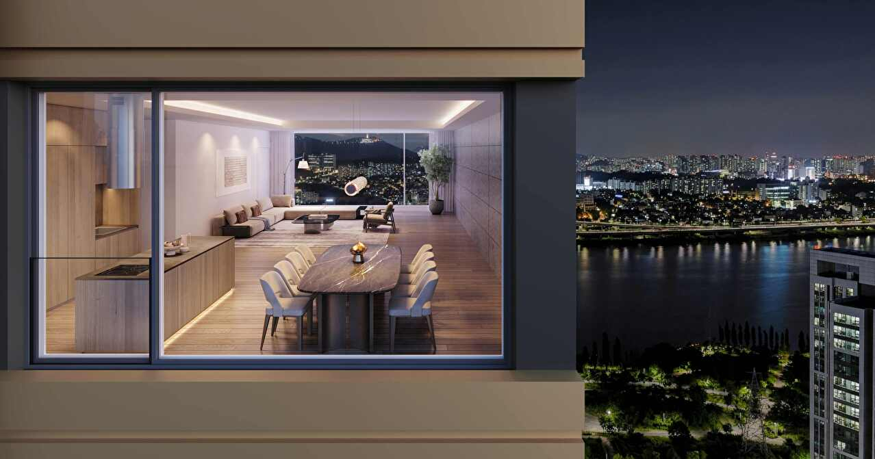 LDK와 스위블 등 조망 특화 평면이 적용된 예시. [사진=삼성물산]