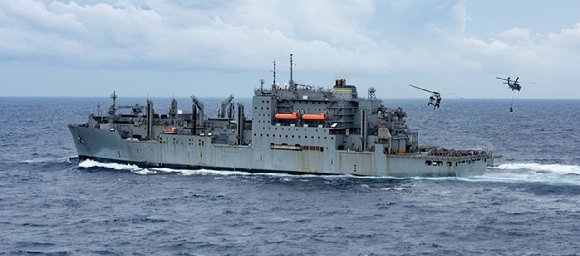 HD현대중공업이 MRO 진행할 미 해군 7함대 소속 'USNS 앨런 셰퍼드'함. [사진=HD현대중공업]