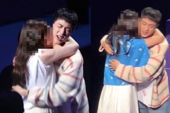 BTS 진이 지난 13일 진행한 허그회에서 일부 팬들이 입을 맞추는 등 무리한 신체 접촉을 해 논란이 됐다. 참고 사진 [사진=인스타그램, X(구 트위터) 캡처]