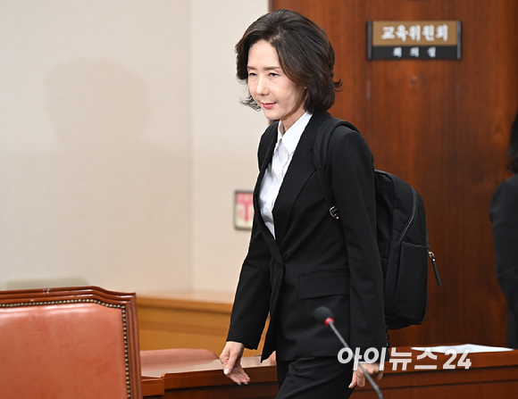 이진숙 사회부총리 겸 교육부 장관 후보자가 16일 오전 서울 여의도 국회 교육위원회에서 열린 인사청문회에 출석하고 있다. [사진=곽영래 기자]