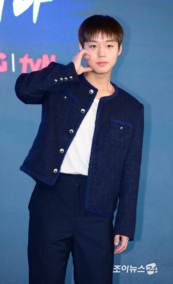 배우 박지훈이 6일 오후 서울 광진구 풀만 앰배서더 서울 이스트폴에서 열린 티빙 오리지널 '취사병 전설이 되다' 제작발표회에 참석하고 있다. [사진=정소희 기자]