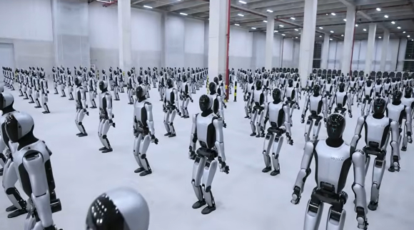 유비테크 휴머노이드 '워커 S2' 대량 납품 현장 [사진=유비테크 유튜브 캡처]