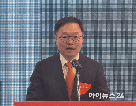 송규종 삼성웰스토리 대표가 8일 서울 양재동 aT센터에서 열린 '2026 웰스토리 푸드페스타'에서 환영사를 하고 있다. [사진=구서윤 기자]