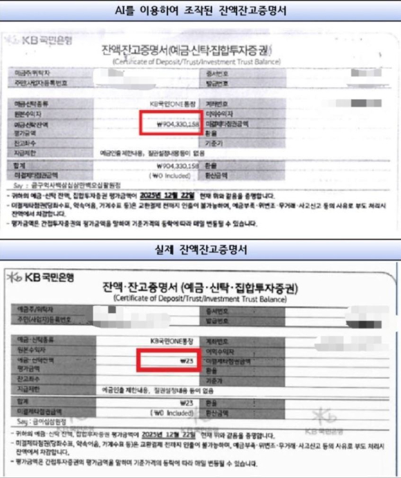 인공지능(AI)를 이용해 23원인 계좌의 잔액을 9억원으로 속여 구속을 피한 20대 남성이 결국 덜미를 잡혀 재판에 넘겨졌다. 본 기사와 무관한, AI 생성 이미지. [사진=AI 생성 이미지]