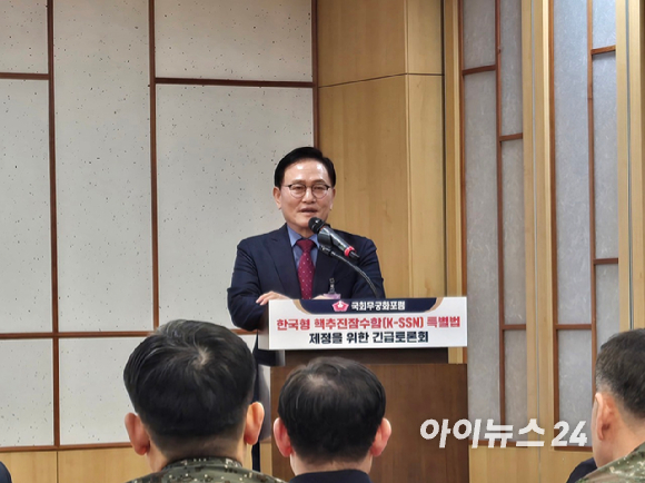 문근식 한양대학교 특임교수가 28일 국회에서 진행된 '한국형 핵추진잠수함(K-SSN) 특별법 제정을 위한 긴급토론회'에서 발언하고 있다. [사진=최란 기자]