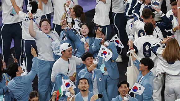 프랑스 생드니 스타드 드 프랑스에서 열린 ‘2024 파리 올림픽’ 폐회식에서 한국 선수단이 입장하고 있다. [사진=뉴시스]