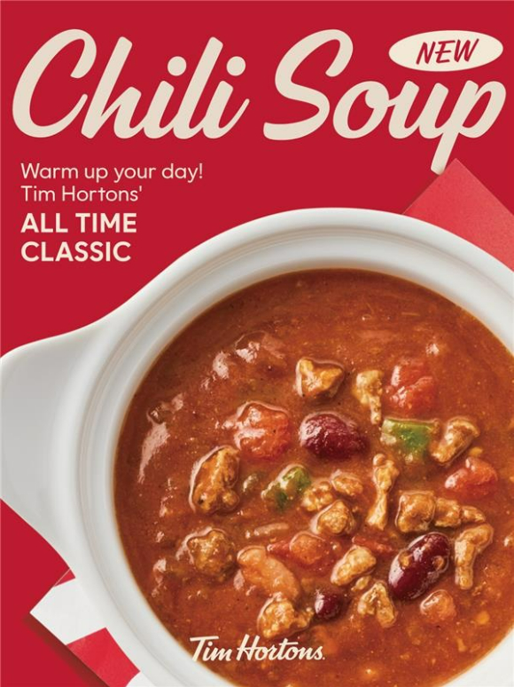 팀홀튼이 캐나다 대표 메뉴 '칠리수프'를 출시한다. [사진=팀홀튼]
