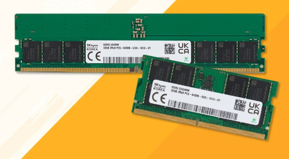 SK하이닉스의 DDR5 6천400Mbps 속도의 32GB UDIMM(위), SODIMM(아래) [사진=SK하이닉스 ]