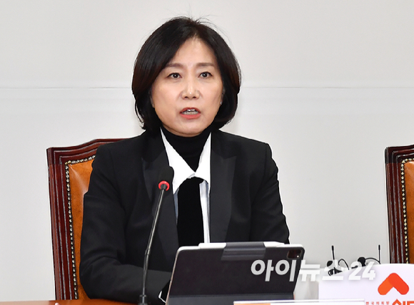 허은아 개혁신당 대표가 지난해 12월 30일 오전 서울 여의도 국회에서 열린 최고위원회의에서 발언하고 있다. [사진=곽영래 기자]