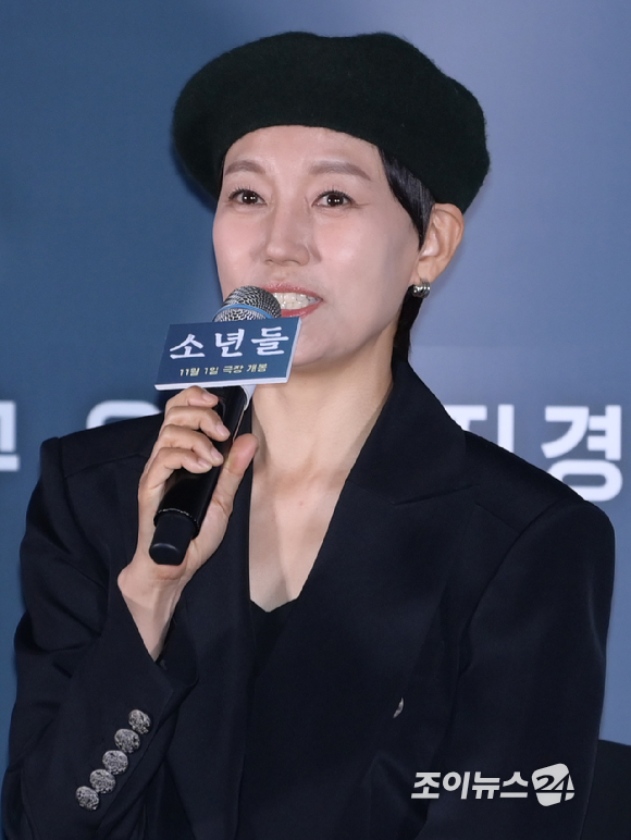 배우 진경이 23일 오후 서울 CGV 용산아이파크몰에서 열린 영화 '소년들'(감독 정지영) 언론시사회에 참석하고 있다. [사진=정소희 기자]