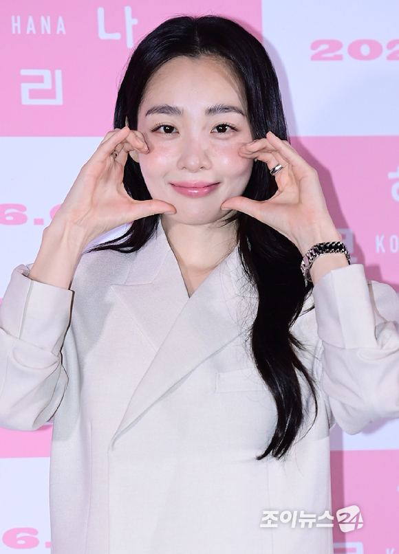 배우 김민하가 26일 오후 서울 CGV용산아이파크몰에서 열린 영화 '하나 코리아'(감독 프레드릭 쇨베르) 언론시사회에 참석하고 있다. [사진=정소희 기자]