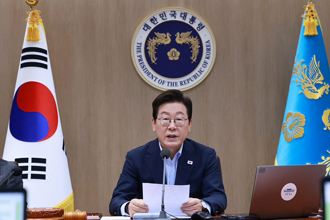 이재명 대통령이 29일 서울 용산 대통령실 청사에서 열린 임시 국무회의에서 발언하고 있다. 2025.8.29 [사진=연합뉴스]