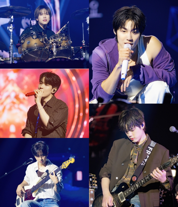 밴드 엔플라잉(이승협, 차훈, 김재현, 유회승, 서동성)이 '2025 엔플라잉 라이브 '엔콘4 앙코르 : 렛츠 롤 엔포에버''를 통해 팬들을 만나고 있다. [사진=FNC엔터테인먼트]