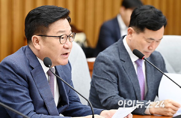 정점식 국민의힘 원내대표가 11일 서울 여의도 국회에서 열린 원내대책회의에서 발언하고 있다. [사진=곽영래 기자]