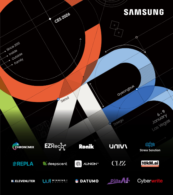 'CES 2026' C랩 전시관 포스터. 삼성전자가 내년 1월 6일부터 9일까지 미국 라스베이거스에서 열리는 세계 최대 IT&middot;가전 전시회 'CES 2026'에서 'C랩 전시관'을 통해 스타트업의 글로벌 시장 진출을 지원한다. [사진=삼성전자]