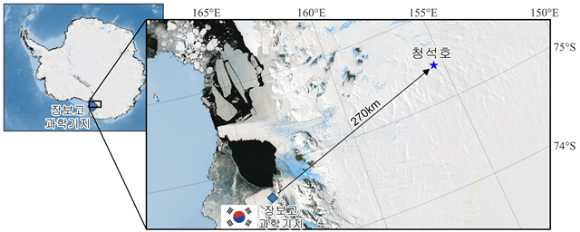 극지연 연구팀이 청석호의 탄성파 탐사를 하고 있다. [사진=극지연]