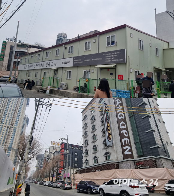  대전 중구 선화동 일대에서 코오롱글로벌이 분양을 완료한 '대전 하늘채 스카이앤 1차'가 준공되고 있다. 코오롱글로벌은 인근에 준비 중인 선화3차 프로젝트도 본PF전환 후 분양을 성공적으로 완료할 수 있다고 자신했다. [사진=오경선 기자]