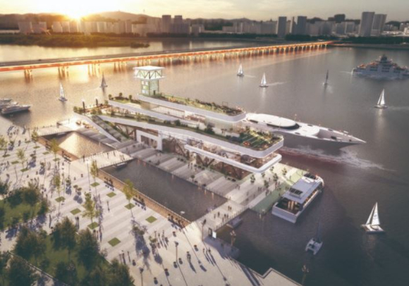 서울시가 오는 2030년까지 1000만 명이 한강 위에서 여러 일상생활을 즐길 수 있는 '수상 공간 활성화'에 나선다. 사진은 서울항 예시도. [사진=서울시]
