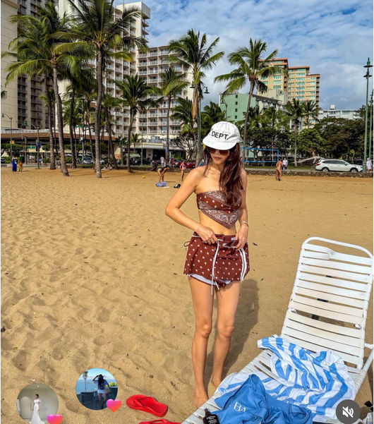 채정안, 하와이서 과감 비키니 자태...군살 1도 없는 뼈말라 몸매