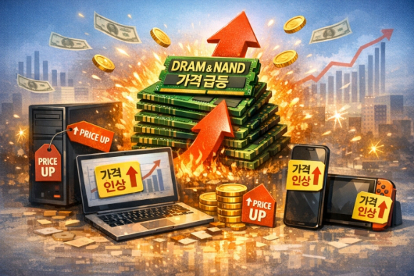 메모리 가격이 오르면서 노트북, 스마트폰, 게임기 가격도 덩달아 오르고 있다. [사진=챗GPT로 그린 그림]