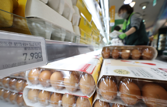 25일 축산물품질평가원 축산유통정보에 따르면 계란 특란 한 판(30개) 평균 소비자가격은 지난주부터 7천원을 넘었다. 가격이 뛰는 가운데 수급 불안 우려도 커지고 있다. 올해 동절기 산란계 농장 고병원성 조류 인플루엔자(AI) 발생 건수는 지난해 같은 기간보다 5건 늘어난 11건으로 두 배에 가깝다. 사진은 이날 서울 한 대형마트 계란 판매대 모습. 2025.12.25 [사진=연합뉴스]