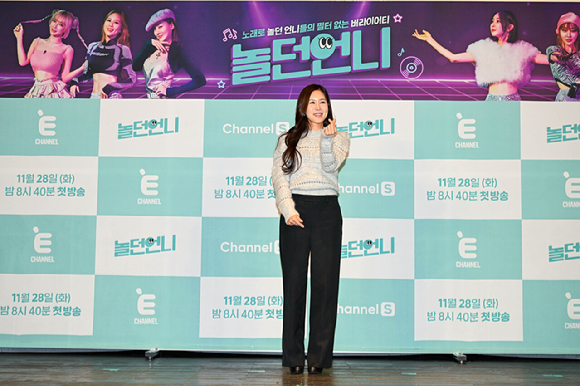 채리나는 28일 서울 종로구 씨네큐브에서 열린 '놀던언니'의 제작발표회에 참석해 출연자들과 프로그램에 대한 이야기를 나눴다.  [사진=E채널∙채널S]