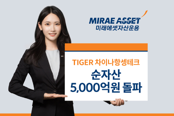 미래에셋자산운용 '타이거(TIGER) 차이나항셍테크 상장지수펀드(ETF)' 순자산이 5천억원을 돌파했다. [사진=미래에셋자산운용]