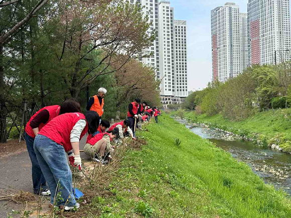 LG헬로비전 임직원들이 지역사회 환경을 정비하고 도심 속 녹색 가치를 더하는 에코나눔 DAY 활동을 진행하고 있다. [사진=LG헬로비전]