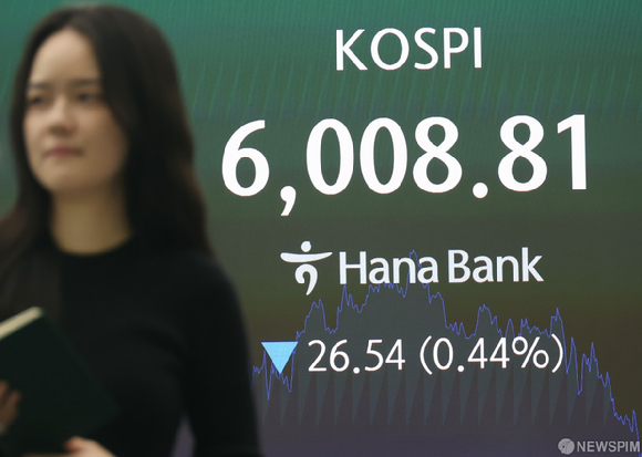 14일 장 마감 후 서울 중구 하나은행 딜링룸 [사진=연합뉴스]