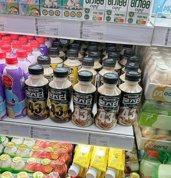 몽골 대형마트 NOMIN에 입점된 남양유업 단백질 음료 '테이크핏' [사진=남양유업]