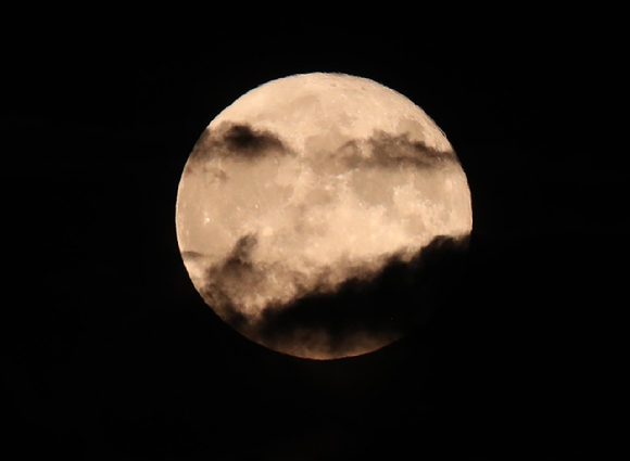 지난달 31일 오후 서울 하늘에 올해 가장 큰 보름달인 '슈퍼 블루문'이 떠오르고 있다. [사진=뉴시스]