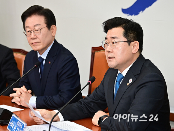 박찬대 더불어민주당 원내대표가 3일 오전 서울 여의도 국회에서 열린 최고위원회의에서 발언하고 있다. [사진=곽영래 기자]