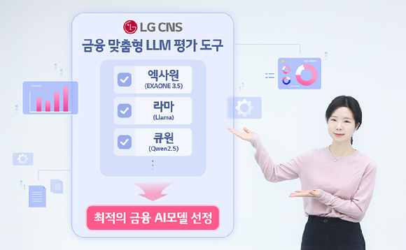 LG CNS 직원이 '금융 맞춤형 LLM 평가도구'를 소개하고 있는 모습. [사진=LG CNS]