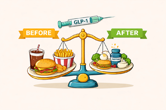 비만약 대중화 흐름이 국내외를 막론하고 가속화하면서, 식품&middot;외식업계의 전략도 변화하고 있다. [사진=챗지피티 ]