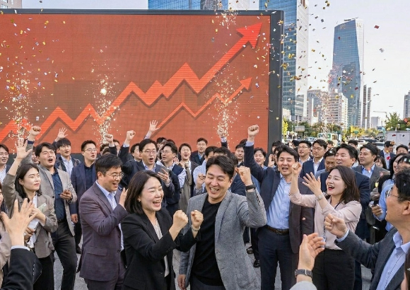 주가 상승에 기뻐하는 투자자들 이미지. [사진=제미나이 생성 AI 이미지]