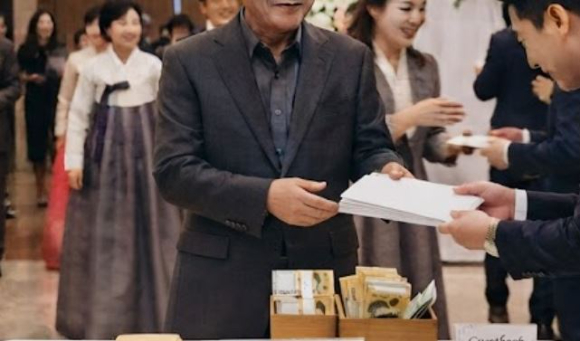 서울 강남 한 결혼식장에서 혼주 행세를 하며 하객들의 축의금을 빼돌린 60대 남성이 경찰에 붙잡혔다. 본 기사와 무관한, AI 생성 이미지. [사진=제미나이 생성 이미지.]