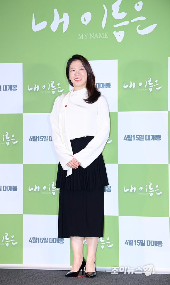 배우 염혜란이 2일 오후 서울 용산구 CGV 용산아이파크몰에서 열린 영화 '내 이름은'(감독 정지영) 언론시사회에 참석하고 있다. [사진=정소희 기자]