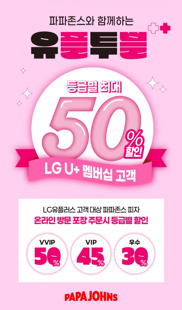 한국파파존스가 LG유플러스 멤버십 고객을 대상으로 '유플투쁠' 프로모션을 진행한다. [사진=한국파파존스]