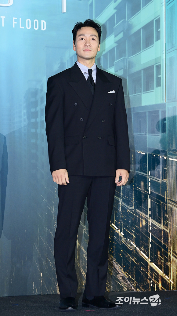 배우 박해수가 16일 오전 서울 CGV 용산아이파크몰에서 열린 넷플릭스 영화 '대홍수'(감독 김병우) 제작보고회에 참석하고 있다. [사진=정소희 기자]