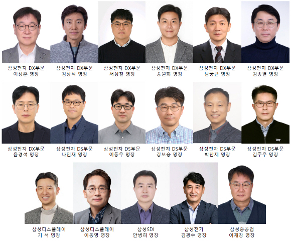 삼성이 제조기술, 품질 등 각 분야 핵심 기술 분야 전문가를 의미하는 '2026 삼성 명장'을 선정했다고 4일 밝혔다. 다음은 선발된 삼성 명장 17인 명단 [사진=삼성전자]