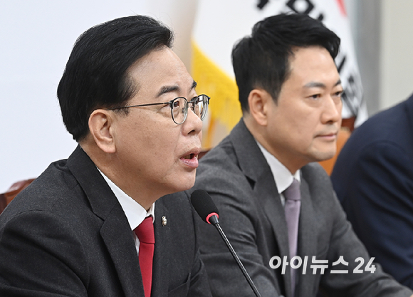 송언석 국민의힘 원내대표가 23일 서울 여의도 국회에서 열린 최고위원회의에서 발언하고 있다. [사진=곽영래 기자]