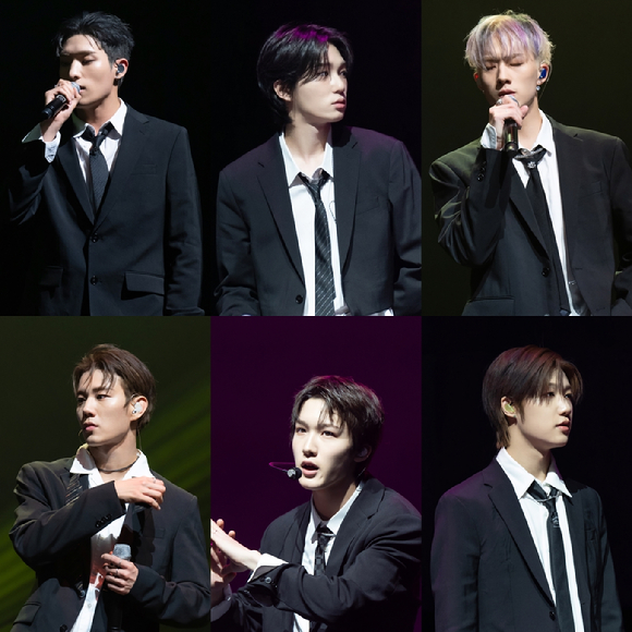 피원하모니(P1Harmony)가 영국 밴드 뉴 호프 클럽(New Hope Club)과 신곡 'Super Chic' 합동 무대를 갖고 있다. [사진=FNC엔터테인먼트]
