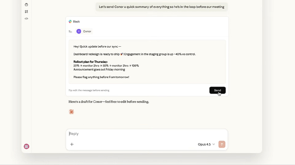 세일즈포스 클로드 양방향 통합 예시 UI. [사진=세일즈포스]