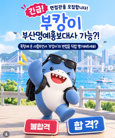 부산시가 북항 친수공원에 나타난 상어 '부캉이' 관련 SNS 이벤트를 진행했다. [사진=부산시 인스타그램]