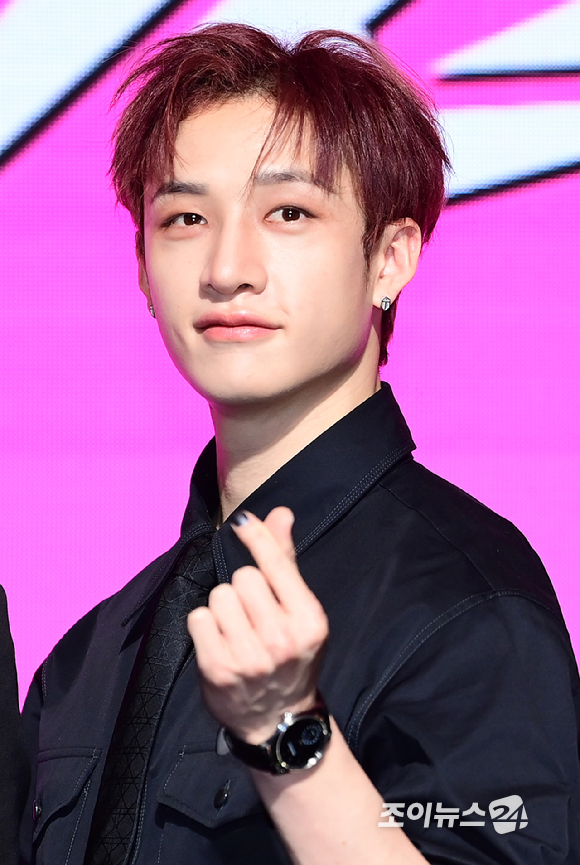 그룹 스트레이키즈 방찬이 10일 오전 서울 영등포구 콘래드 서울에서 열린 스트레이키즈(Stray Kids) 새 미니앨범 '樂-STAR'(락스타) 발매 기념 기자간담회에서 포즈를 취하고 있다. [사진=정소희 기자]
