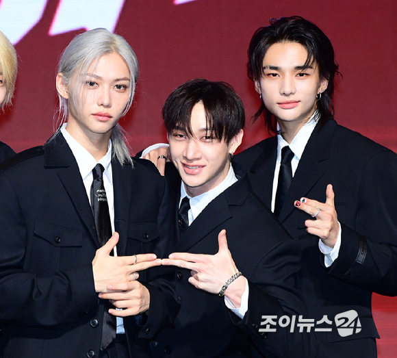 그룹 스트레이 키즈(Stray Kids)가 19일 오전 서울 영등포구 여의도 콘래드 호텔에서 열린 새 미니 앨범 'ATE'(에이트) 발매 기념 기자간담회에 참석하고 있다. [사진=정소희 기자]