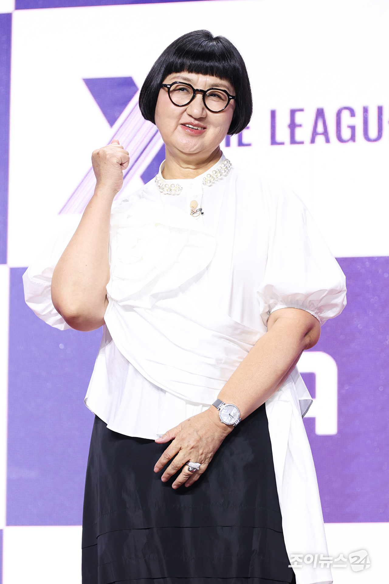 기업인 노희영이 30일 오전 서울 마포구 상암동 큐브컨벤션센터에서 진행된 ENA 신규 예능프로그램 '엑스 더 리그(X THE LEAGUE)' 제작발표회에 참석해 포즈를 취하고 있다. [사진=문수지 기자]