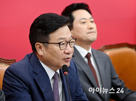 정점식 국민의힘 원내대표가 31일 서울 여의도 국회에서 열린 최고위원회의에서 발언하고 있다. [사진=곽영래 기자]