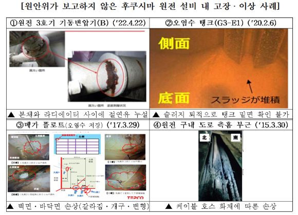 지난 10년 동안(2013~2023년) 다핵종제거설비(ALPS) 포함 후쿠시마 원전 설비에서 200여건의 고장과 이상이 발생한 것으로 나타났다. [사진=이정문의원실]