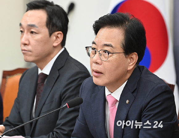 송언석 국민의힘 원내대표가 28일 오전 서울 여의도 국회에서 열린 최고위원회의에서 발언하고 있다. [사진=곽영래 기자]